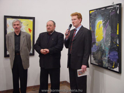 Bujdosó Ernő festőművész, Bereczky Lóránd, a Magyar Nemzeti Galéria főigazgatója, valamint Csák Ferenc művészettörténész