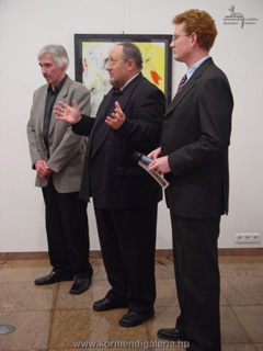 Bujdosó Ernő festőművész, Bereczky Lóránd a Magyar Nemzeti Galéria főigazgatója, valamint Csák Ferenc művészettörténész