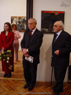 Bakonyi Árpád és Rác András mozaikművész a kiállításmegnyitón